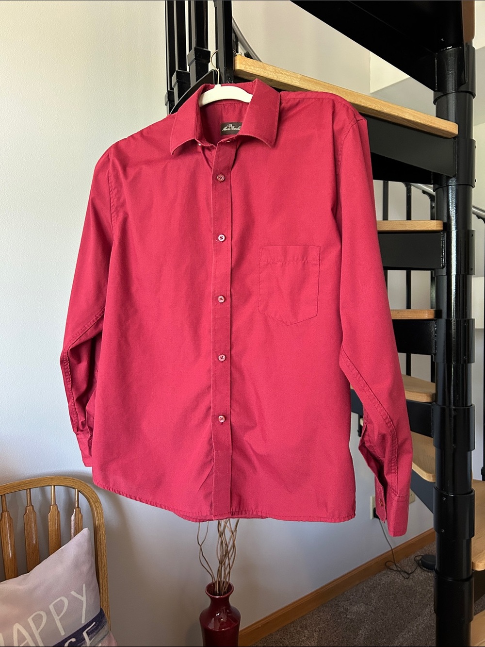 Alberta Ferretti Men's JRs.Deep Red Button-Up Dress Shirt